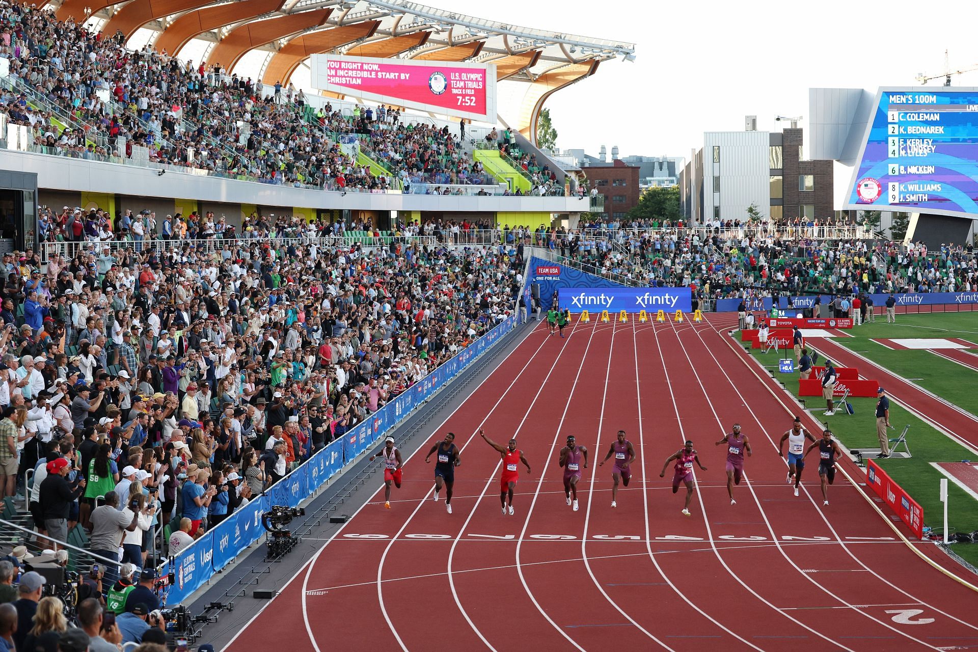 Christian Miller in action (lane 9) at the US Olympic Trials (Image Source: Getty)