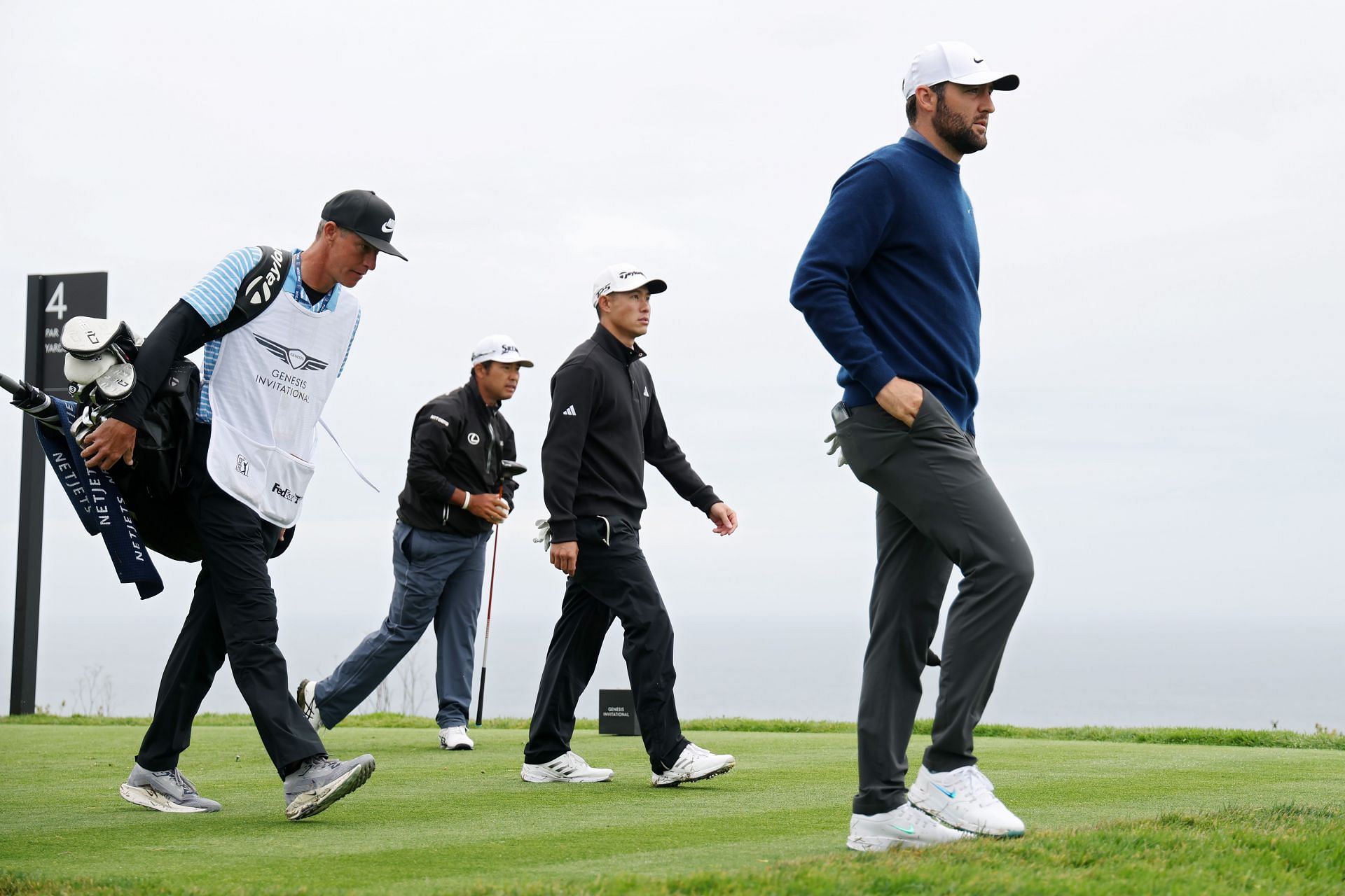 Hideki Matsuyama, Collin Morikawa and Scottie Scheffler at the 2025 Genesis Invitational (Source: Getty)