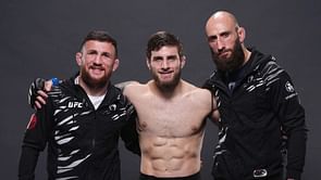 Guram Kutateladze reacts as fellow Georgian Merab Dvalishvili claims he is willing to vacate his belt if Aleksandre Topuria climbs up the rankings