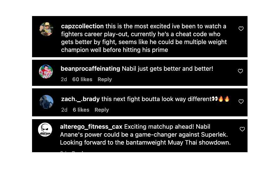 Screenshot of fans&#039; comments. [ONE Championship/Instagram]