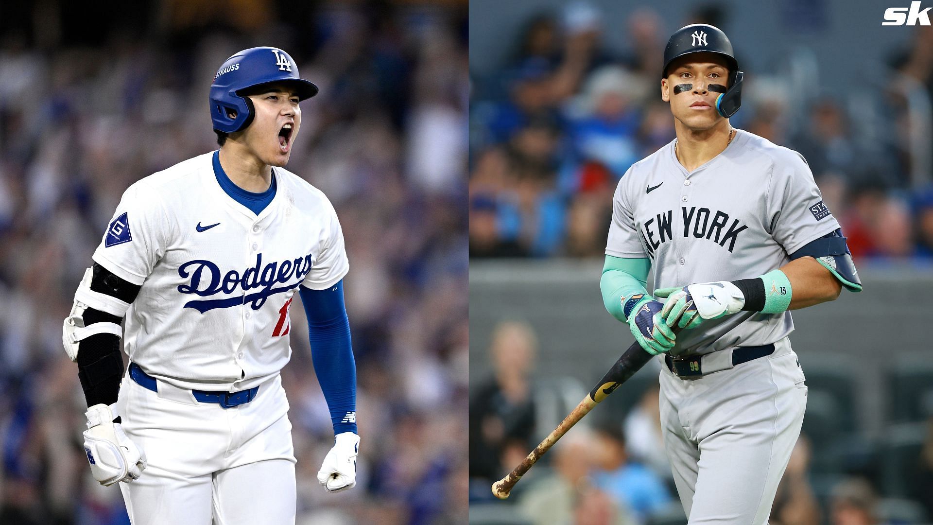 Shohei Ohtani of the Los Angeles Dodgers reacts after scoring off a Freddie Freeman home run against the Atlanta Braves at Truist Park (Source: Getty)