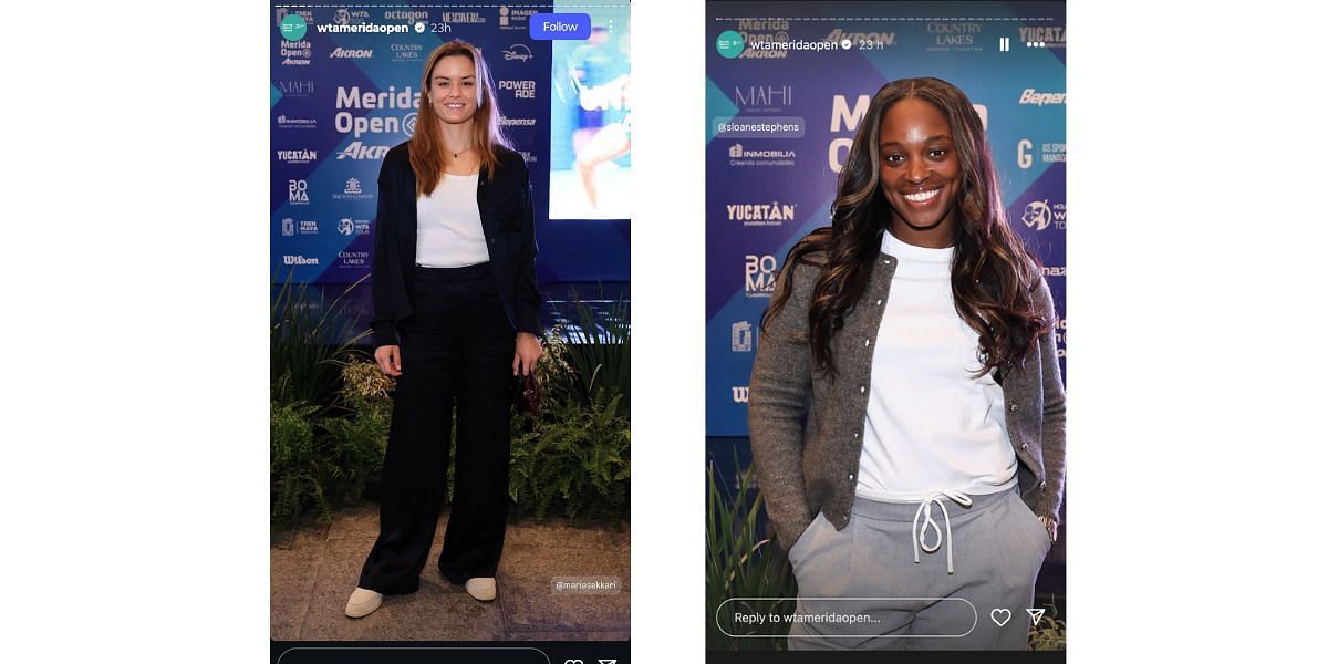 Maria Sakkari and Sloane Stephens at Merida Open players&#039; party