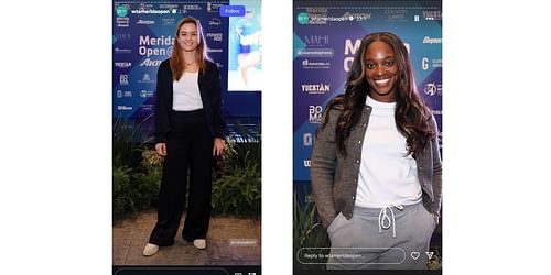 Maria Sakkari and Sloane Stephens at Merida Open players' party