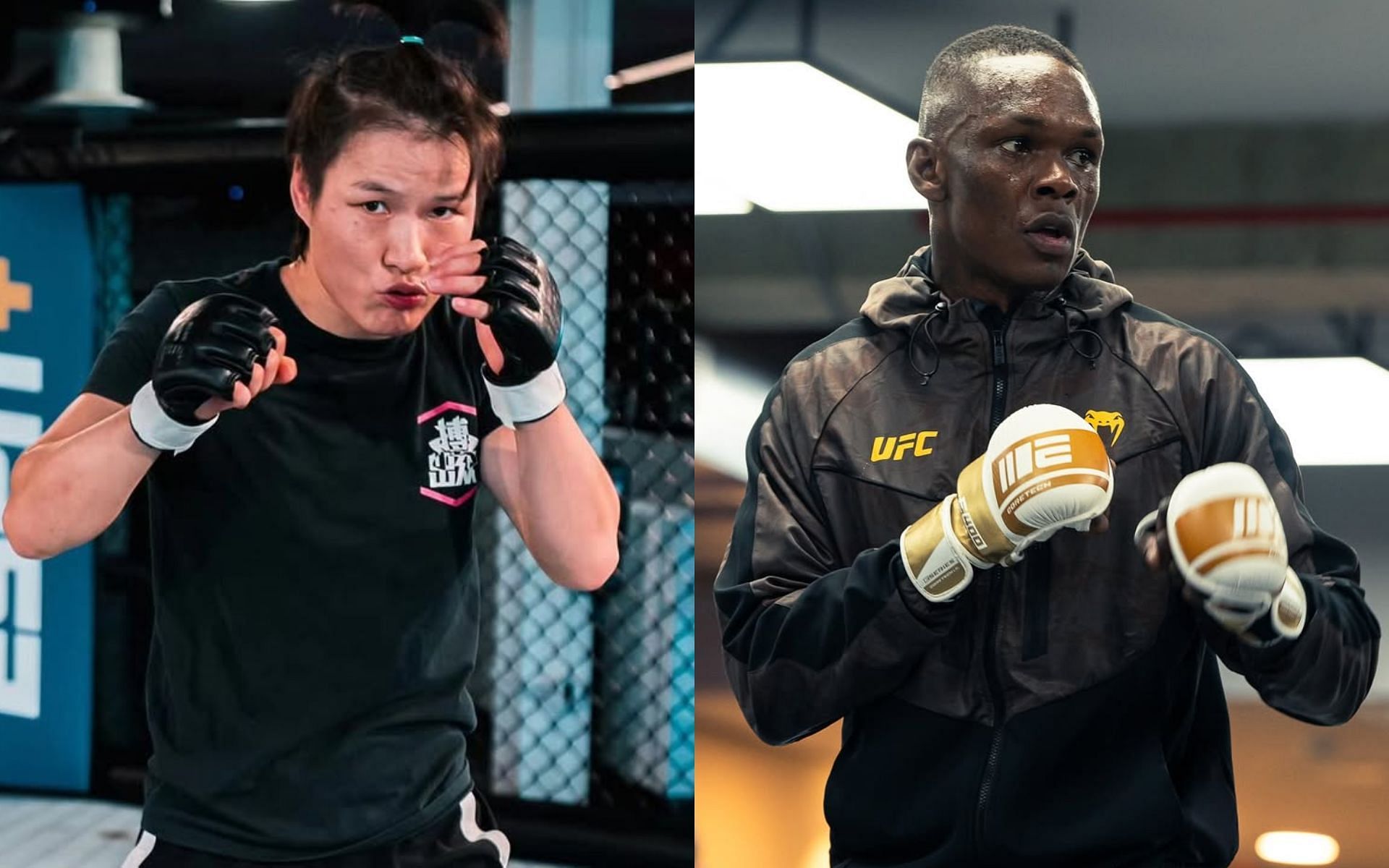 Zhang Weili (left) shares honest opinion on Israel Adesanya (right) getting emotional during weight cut prior to UFC Saudi Arabia [Images courtesy: @zhangweilimma and @stylebender on Instagram]