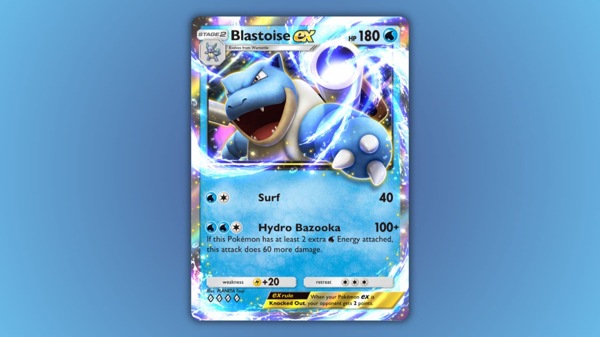 Blastoise ex&#039;s card as seen in the game (Image via The Pokemon Company)