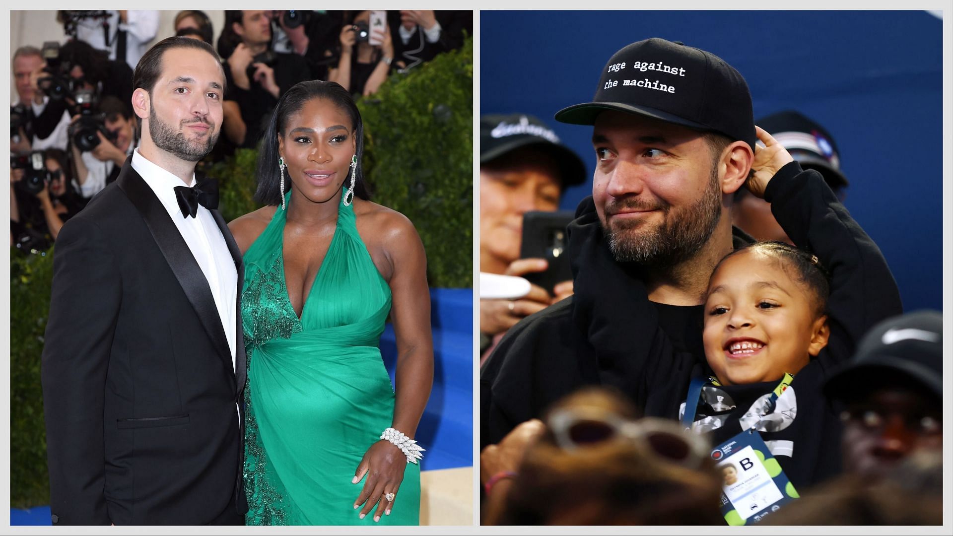 Serena Williams and Alexis Ohanian with Olympia (L); ( Source - Getty Images)