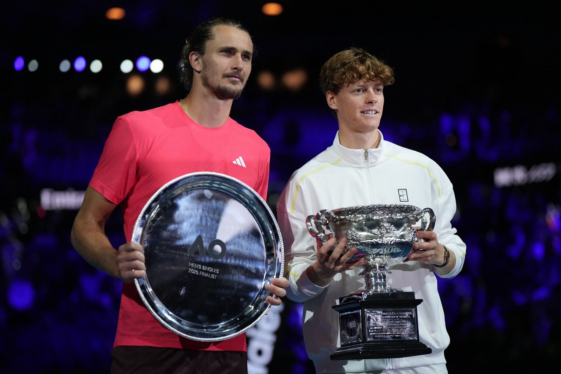 Alexander Zverev (L) and Jannik Sinner (R) at the 2025 Australian Open - Source: Getty