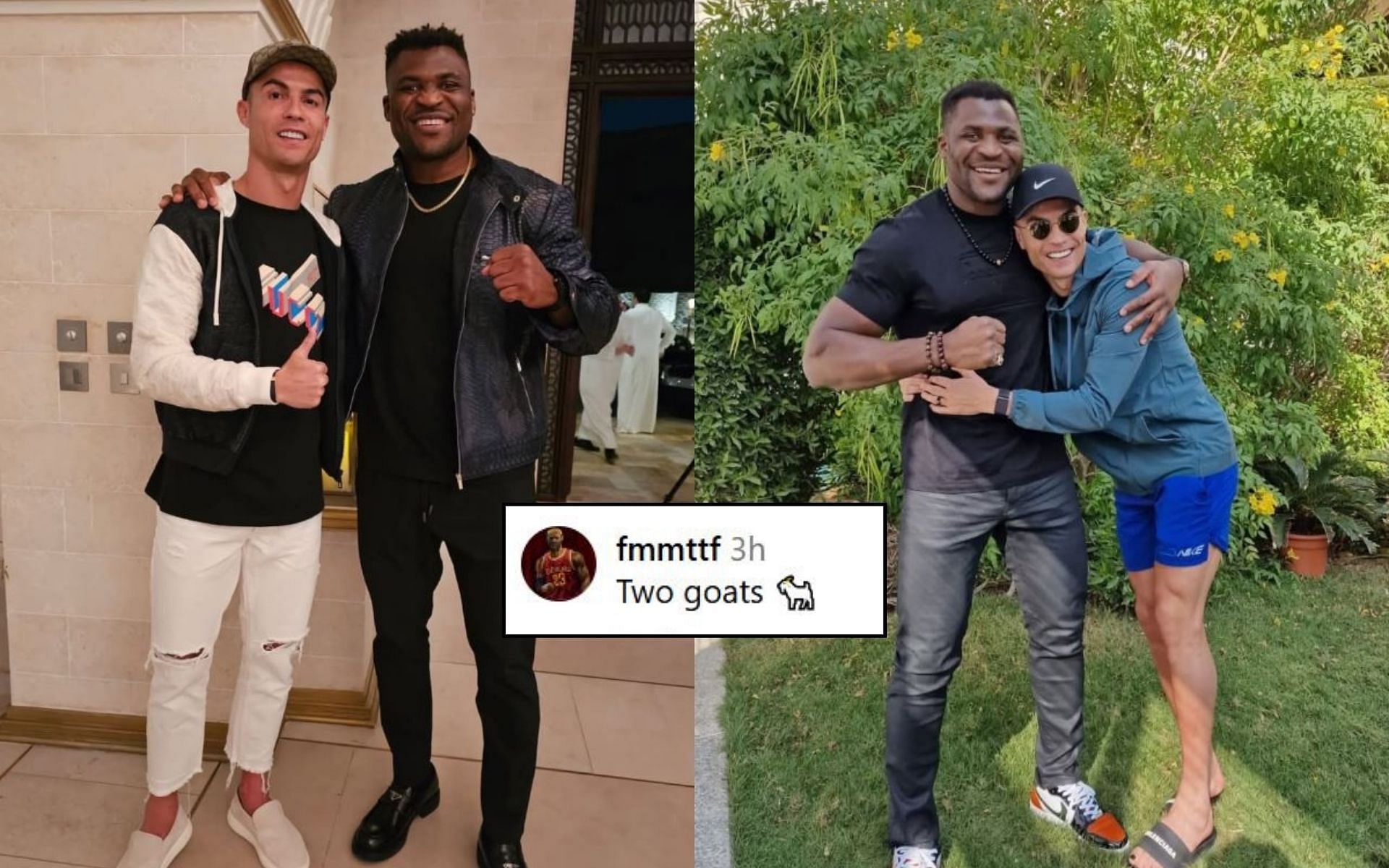 Fans react (insert) to Francis Ngannou greeting Cristiano Ronaldo a happy 40th birthday. [Image credit: @francisngannou on Instagram]