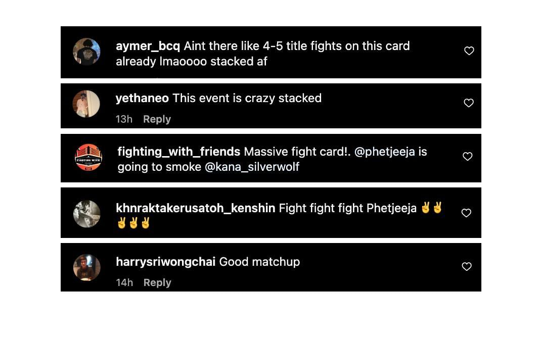 Screenshot of fans&#039; comments. [ONE Championship/Instagram]