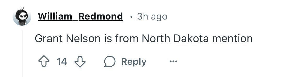 A comment predicts that Grant Nelson being from North Dakota will be mentioned (r/CollegeBasketball)