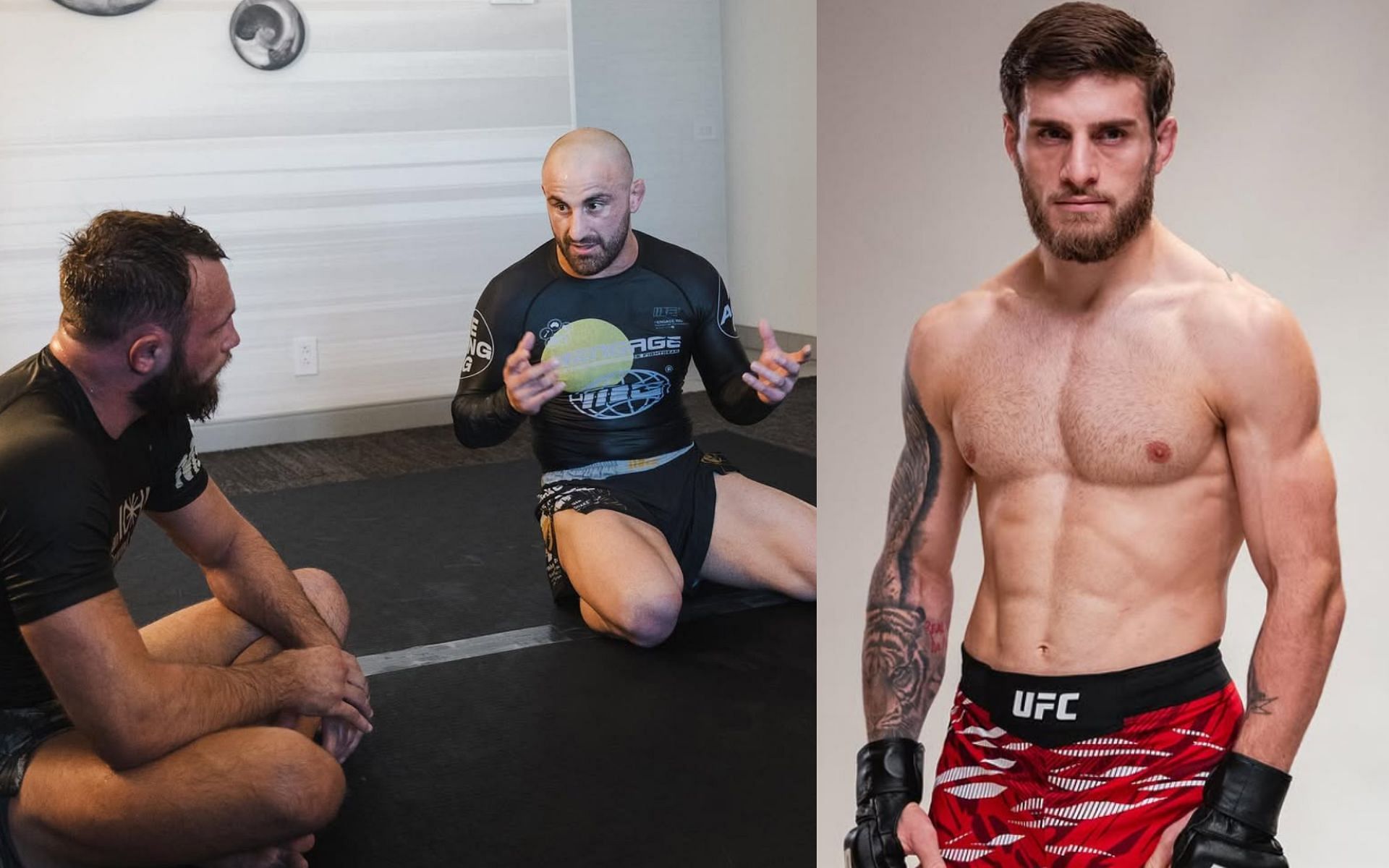 Fighter reacts to grappling video of Alexander Volkanovski and Craig Jones.[Images courtesy: @alexvolkanovski and aleksandre_topuria on Instagram]