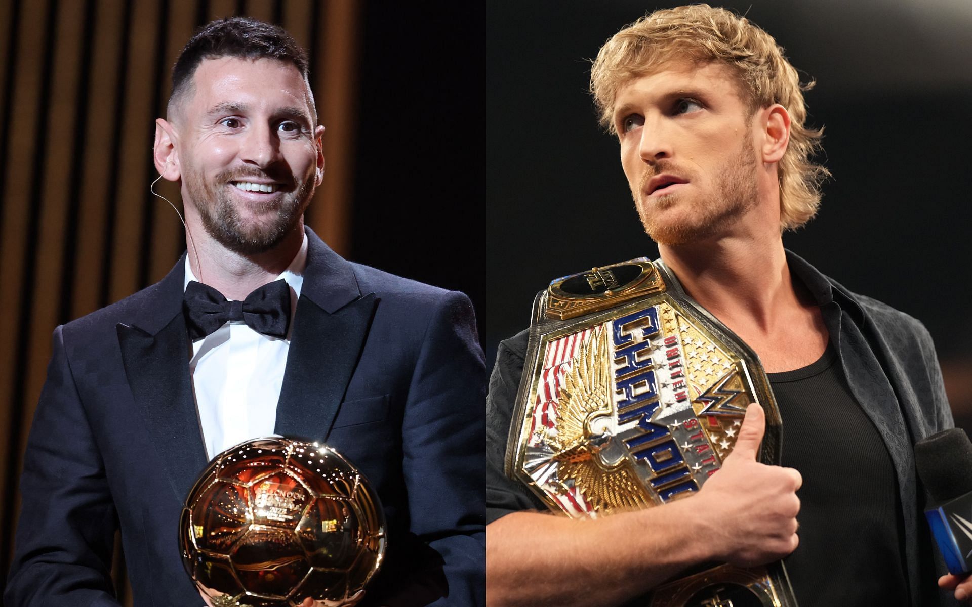 Logan Paul (right) makes fight offer to Lionel Messi (left). [Image courtesy: Getty Images] 