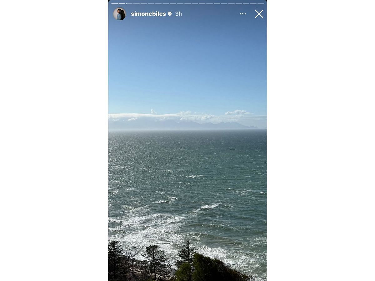 Biles’ Instagram story showing scenic views