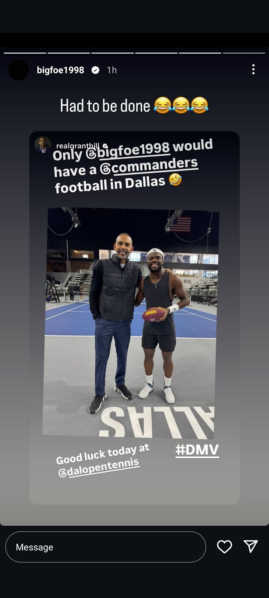 Grant Hill&#039;s Instagram story; (Source - Instagram @realgranthill)