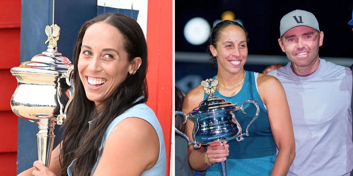 Madison Keys (L) with her husband Bjorn Fratangelo (R) after winning the 2025 Australian Open [Image Source: Getty Images]