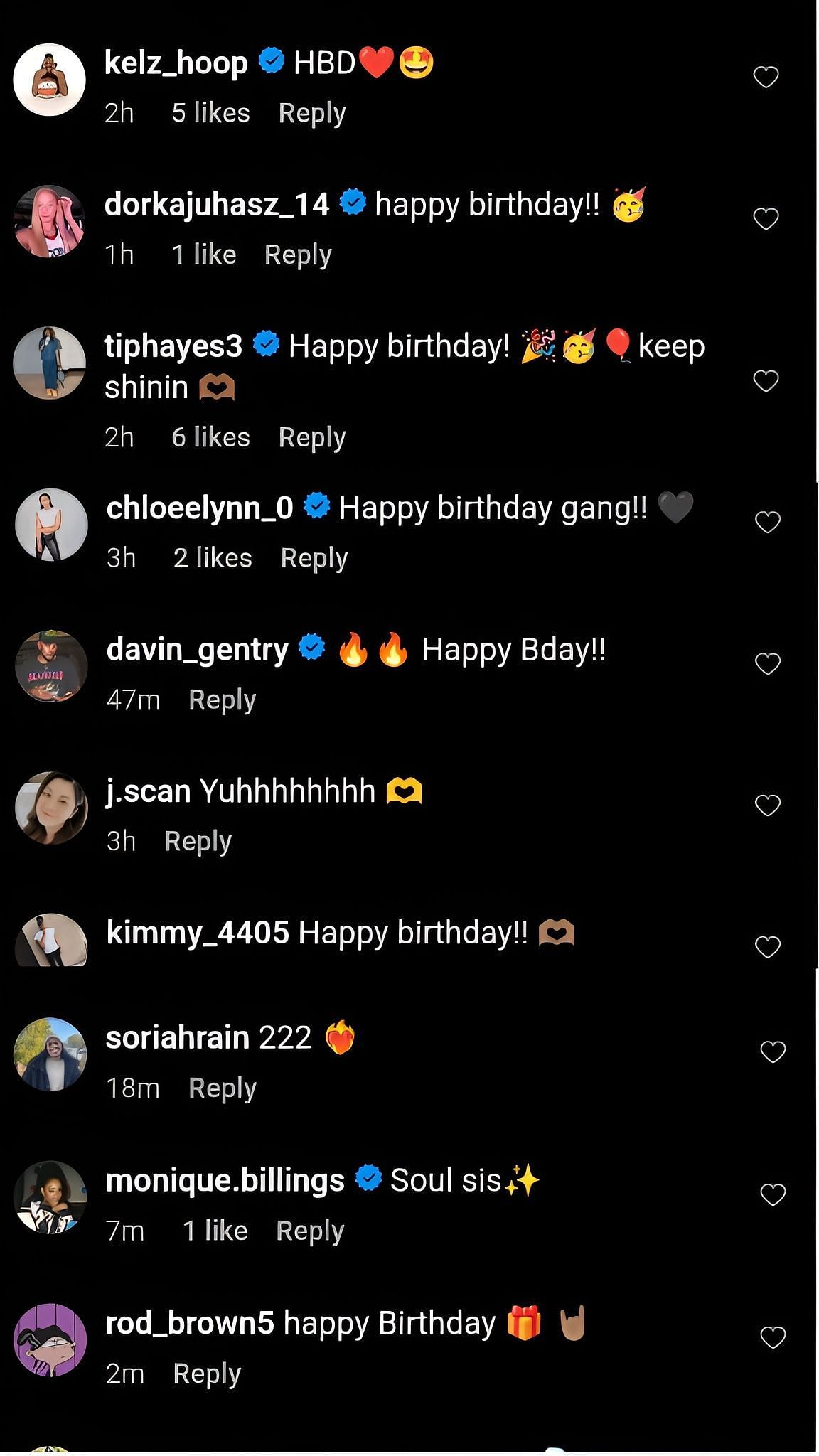 Birthday wish comments for Natasha Cloud