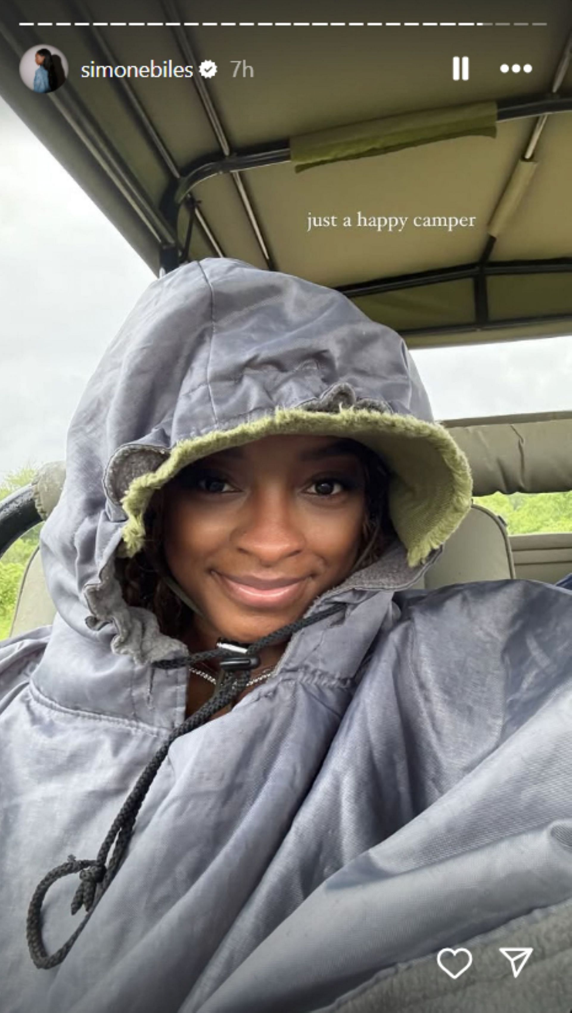 Simone Biles expressed her feelings about camping; Instagram - @simonebiles