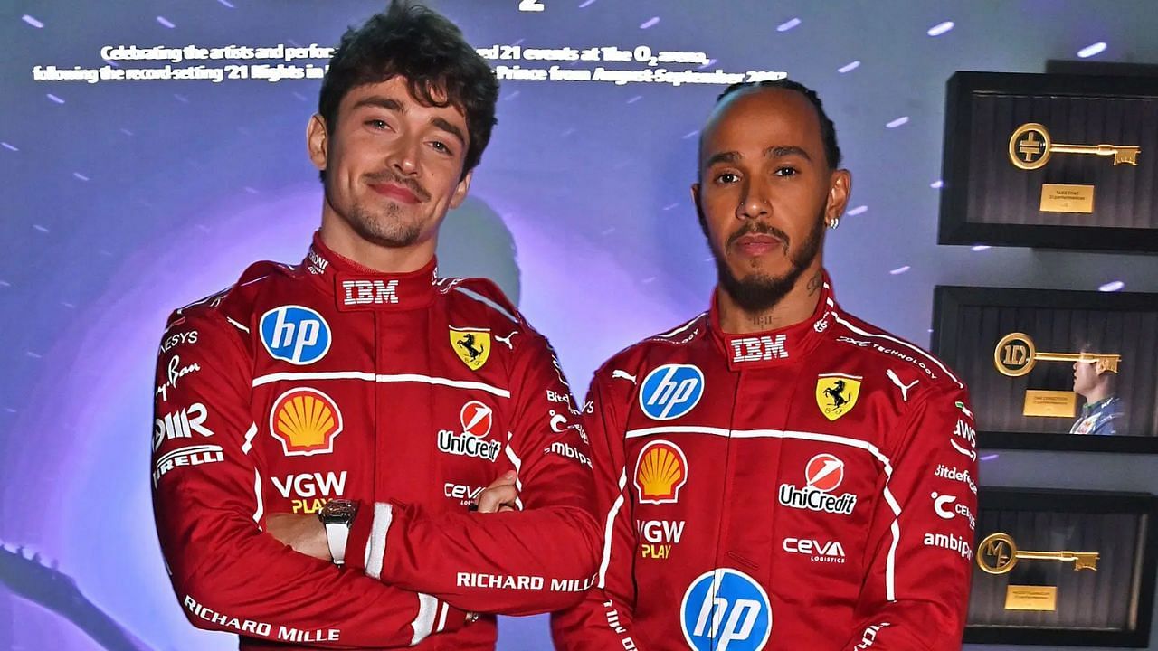 Ferrari duo Charles Leclerc and Lewis Hamilton (Photo by Dave Benett - Formula 1/Formula 1 via Getty Images)