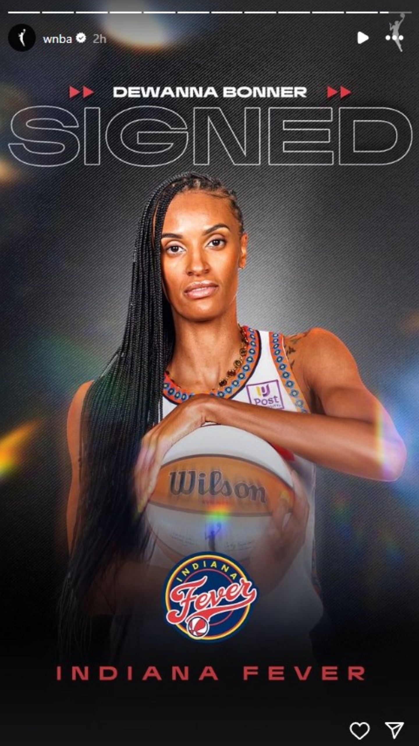 The WNBA fixed their Instagram post about DeWanna Bonner joining the Indiana Fever. (Credits: IG/WNBA)