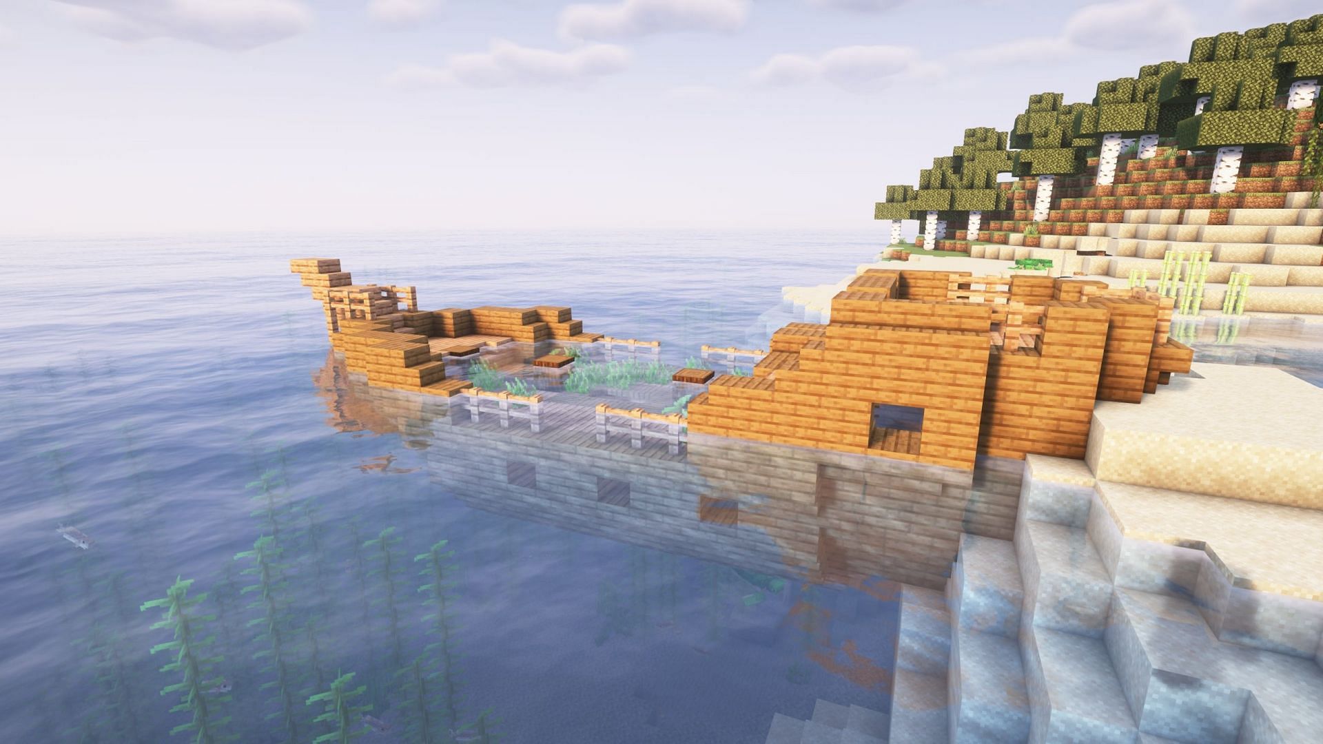 Shipwrecks can be fun to find and loot in Minecraft (Image via Mojang Studios)