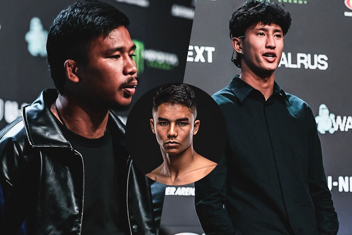 Superlek (left) and Nabil Anane (right) with Johan Ghazali (middle( | Image credit: ONE Championship