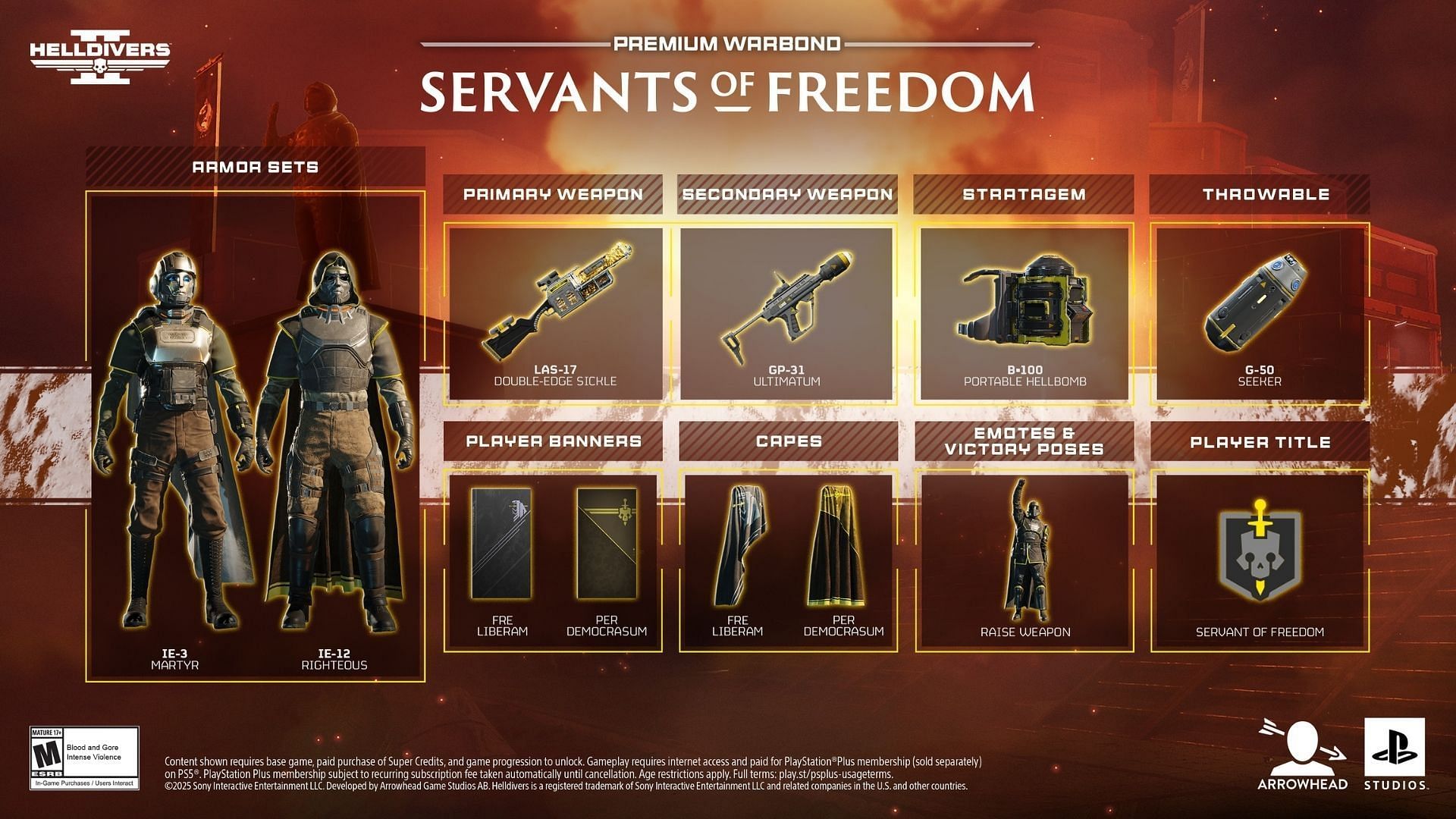 The Helldivers 2 Servants of Freedom Warbond introduces a host of additional cosmetics (Image via Sony Interactive Entertainment)