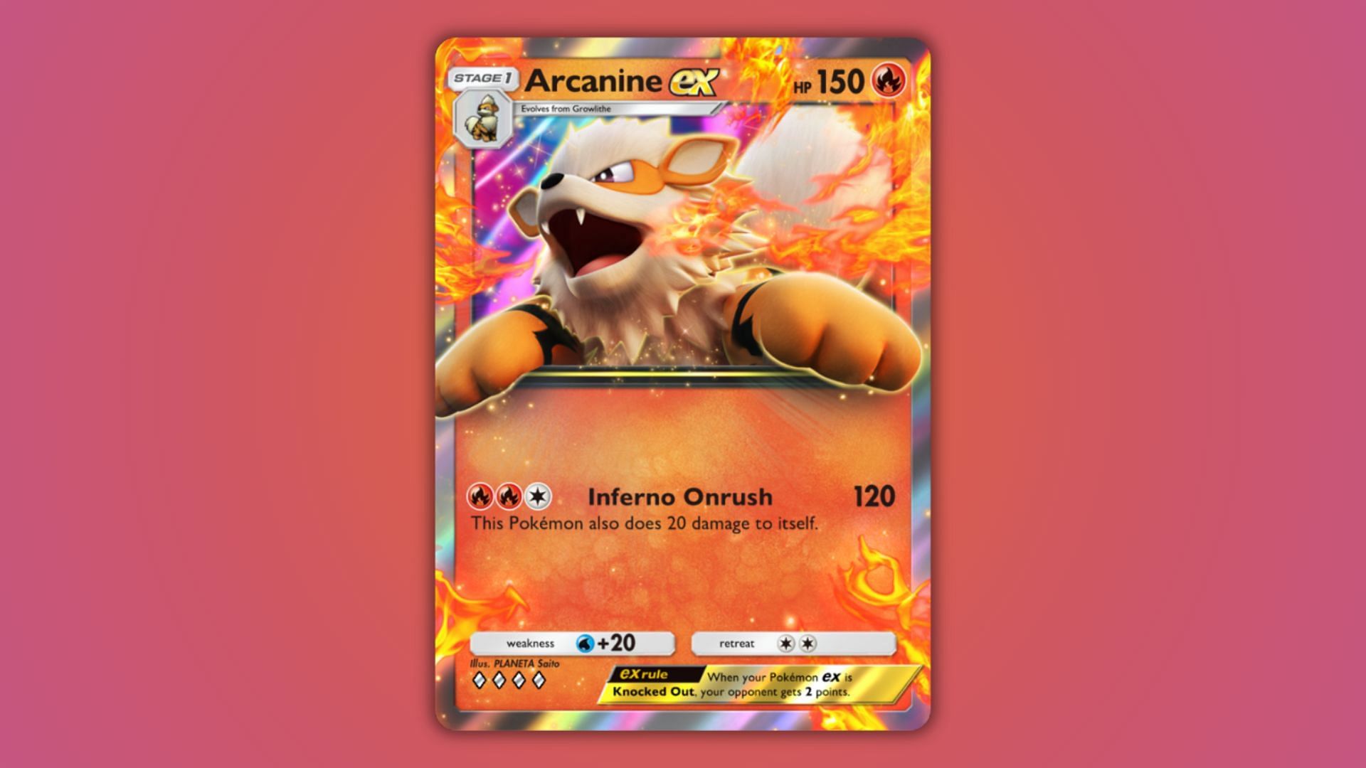 Arcanine ex&#039;s card as seen in the game (Image via The Pokemon Company)