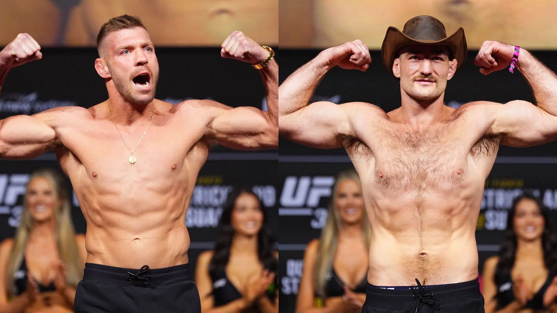 Dricus du Plessis (left) will defend his strap against Sean Strickland (right) at UFC 312. [Image courtesy: Getty Images]