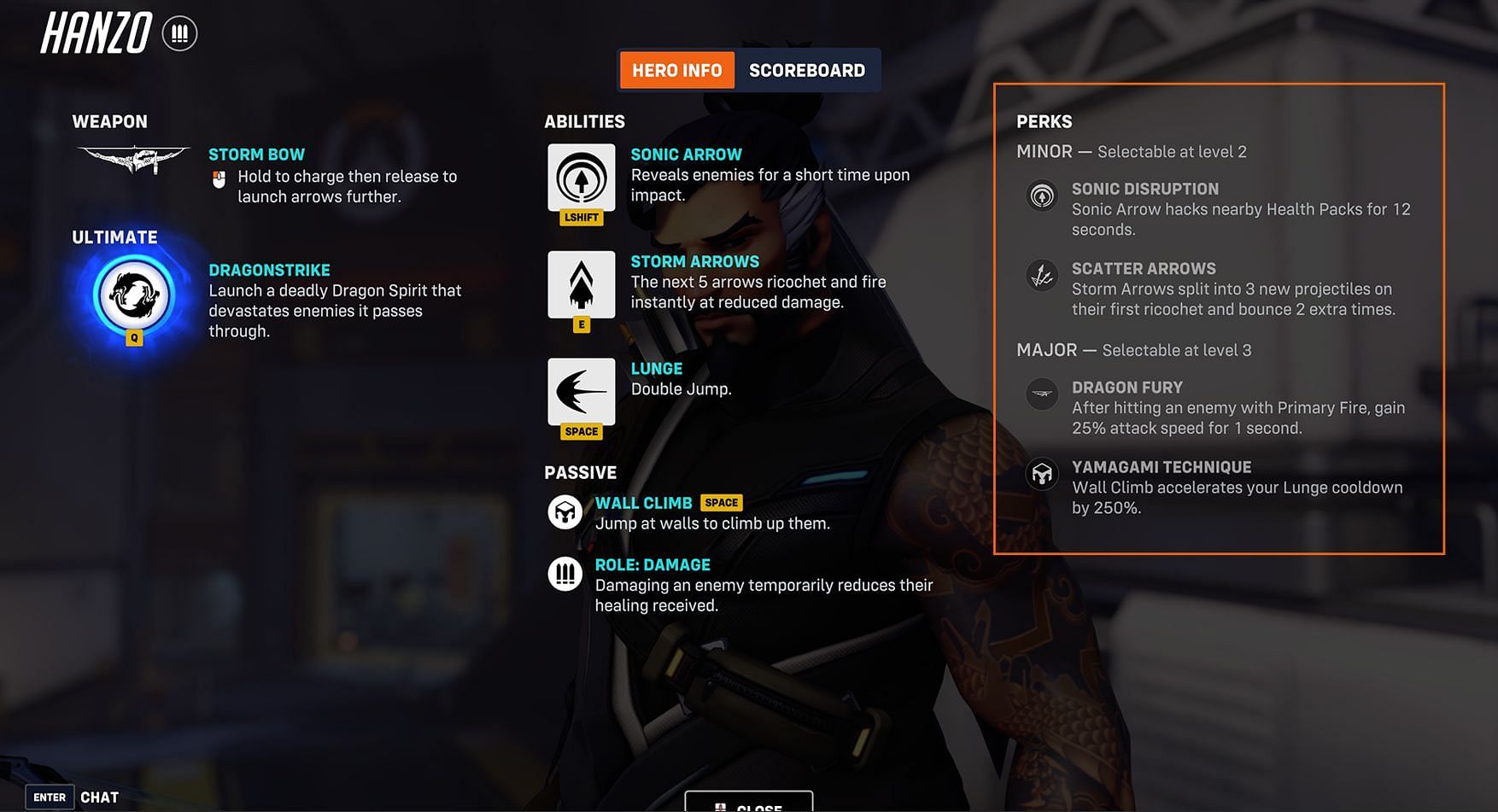 Hanzo perks in Overwatch 2 (Image via Blizzard Entertainment)