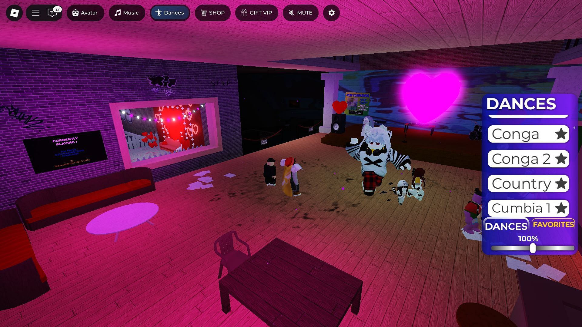 Dance menu (Image via Roblox)