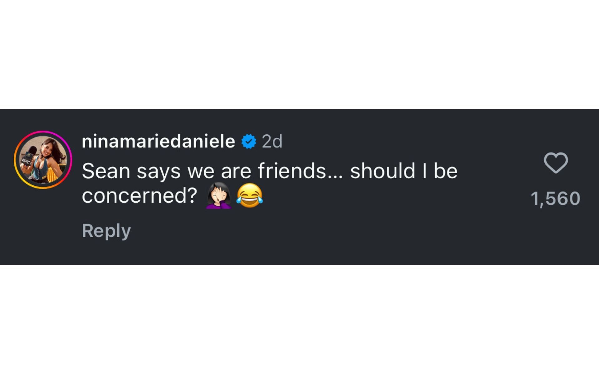 Screenshot of Nina-Marie Daniele&#039;s comment on the post.