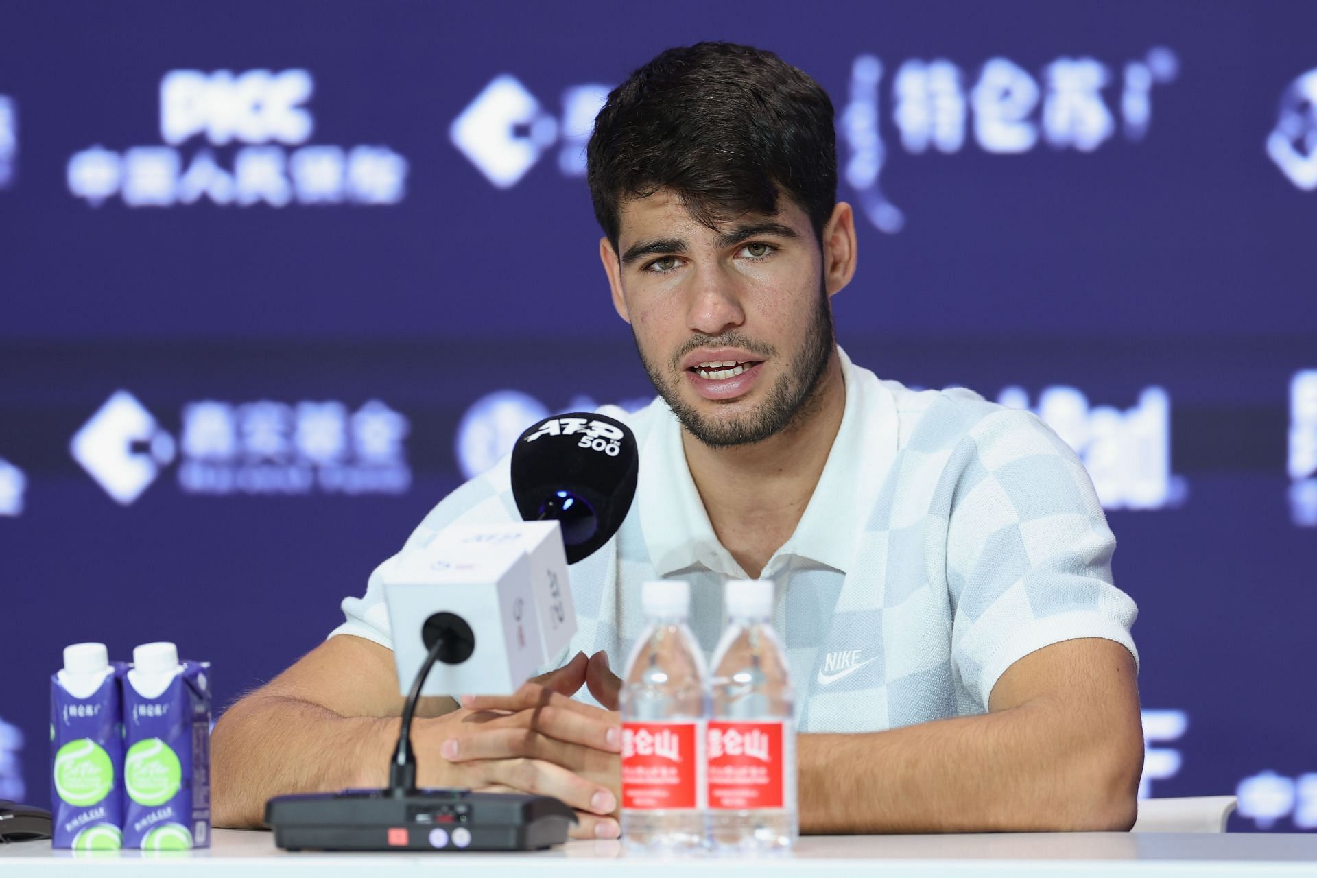 Carlos Alcaraz at a press conference - Source: Getty