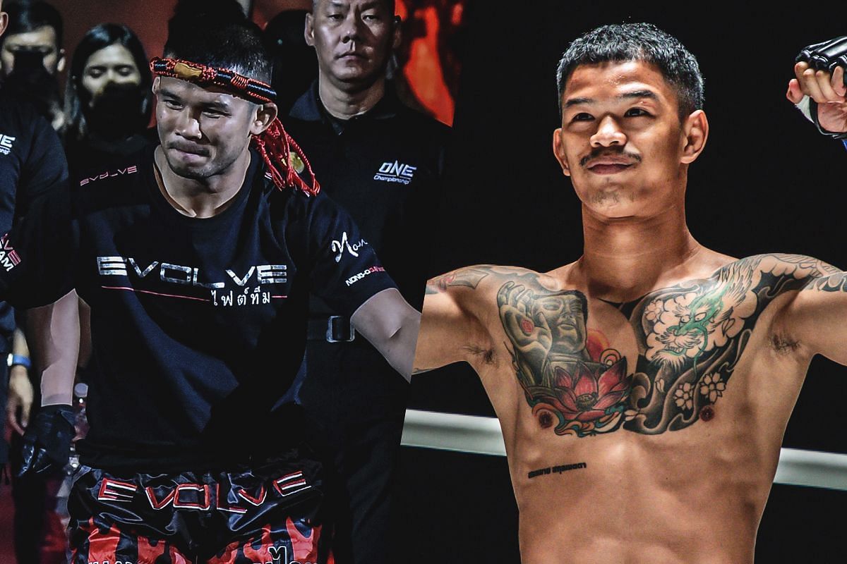 Nong-O (left) and Kongthoranee (right). [Photos from ONE Championship]