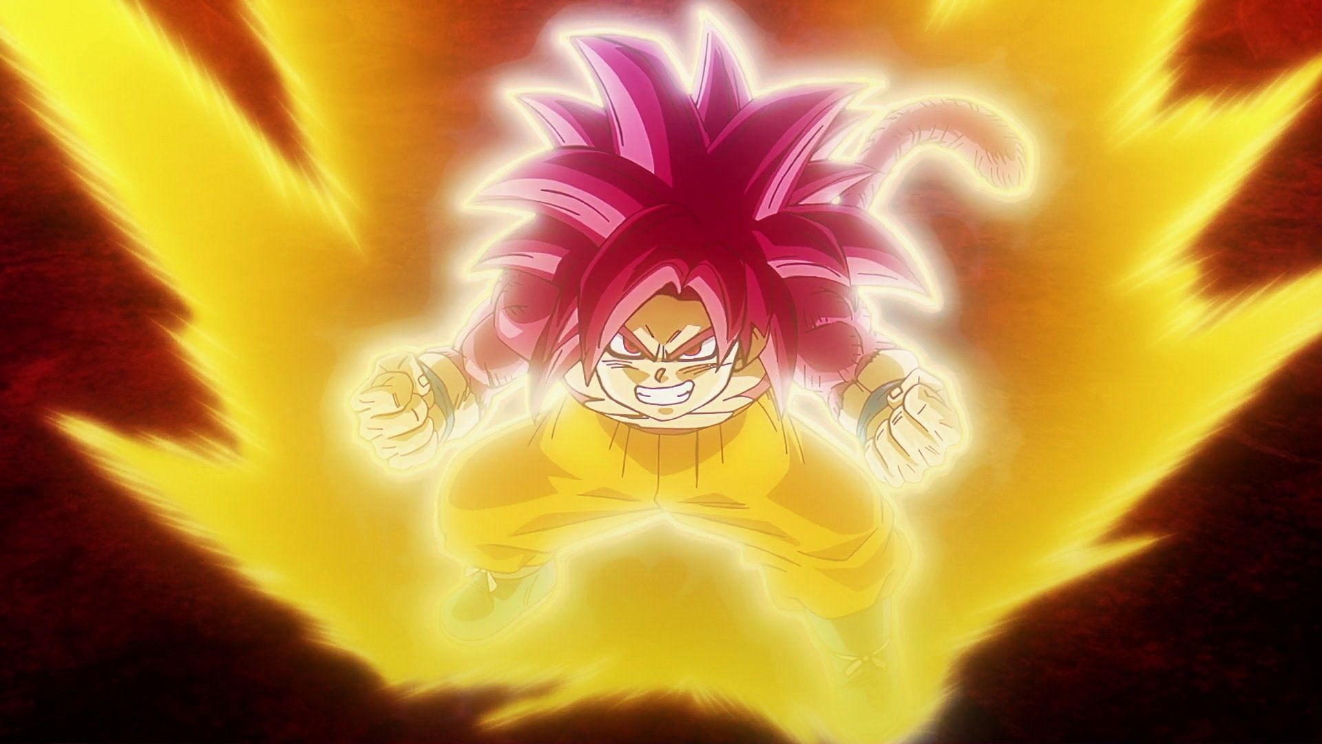 Super Saiyan 4 Goku powering up (Image via Toei Animation).