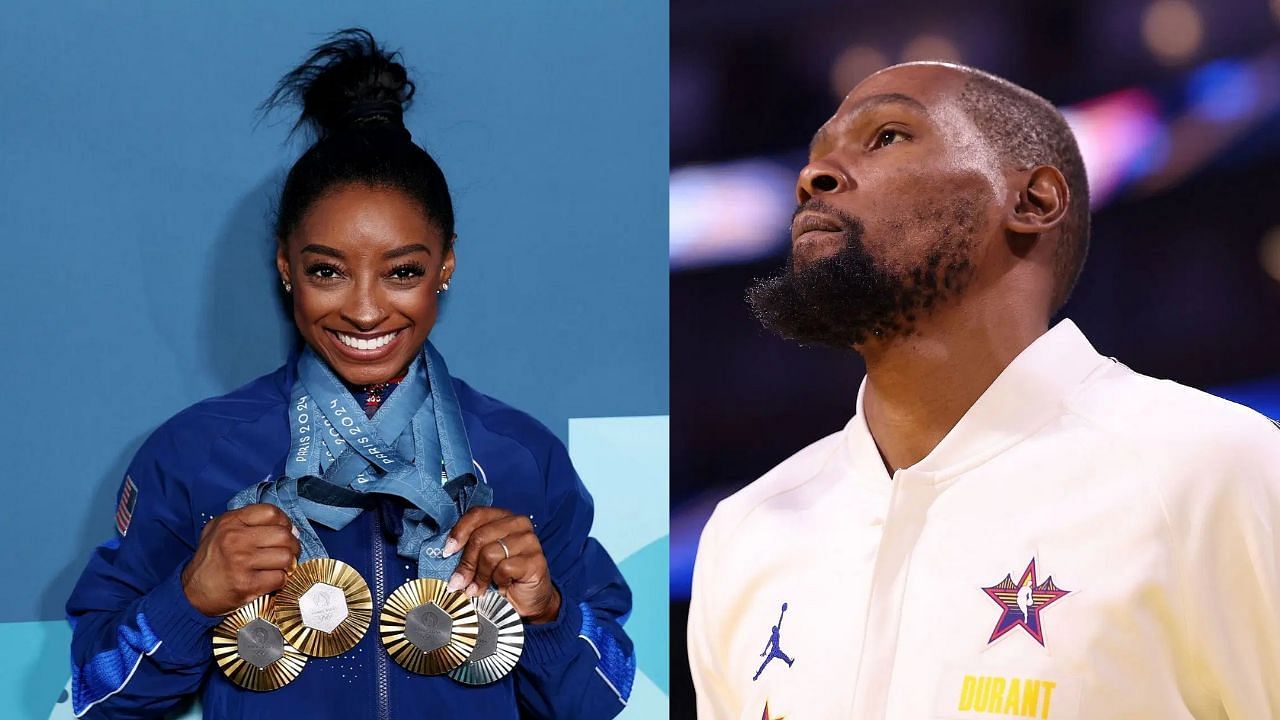 Simone Biles and Kevin Durant (Image via: Both Getty)