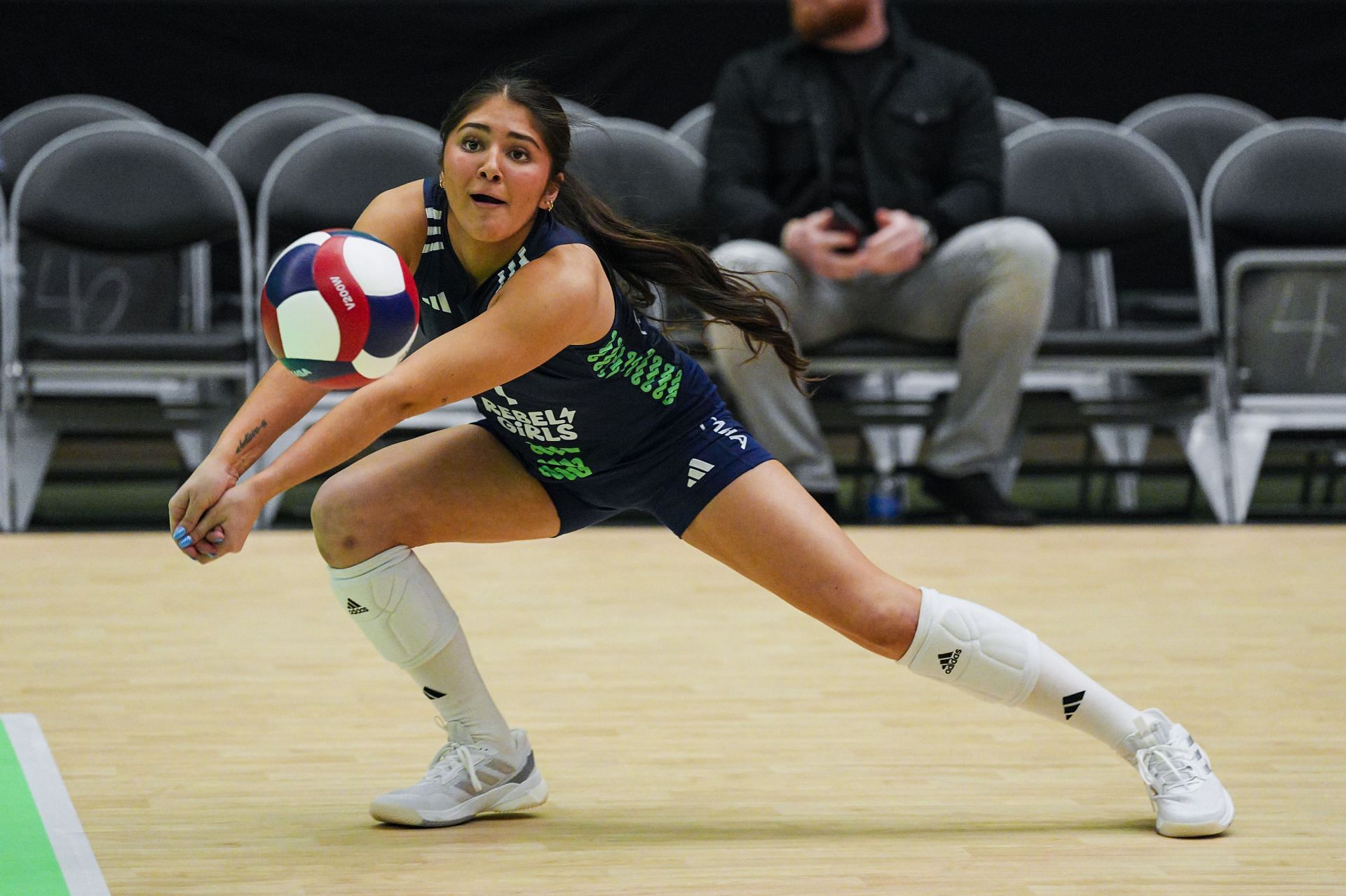 Lexi Rodriguez during warm-up session for LOVB Omaha. (Photo by Jay Biggerstaff/LOVB/Getty Images)