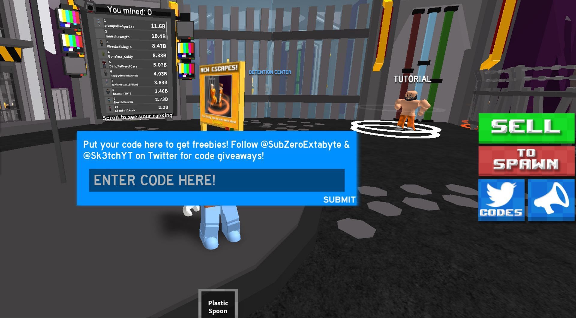 The &quot;Codes&quot; button is on the right of the screen (Image via Roblox)