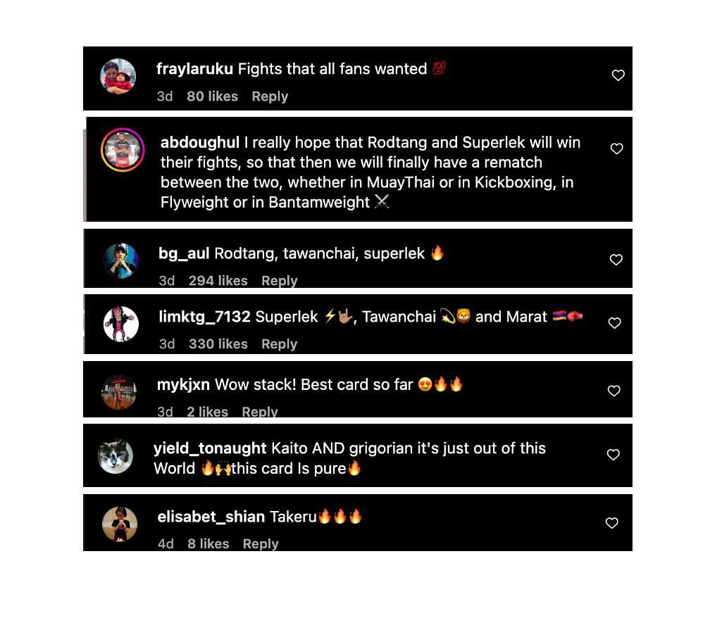 Screenshot of fans&#039; comments. [ONE Championship/Instagram]