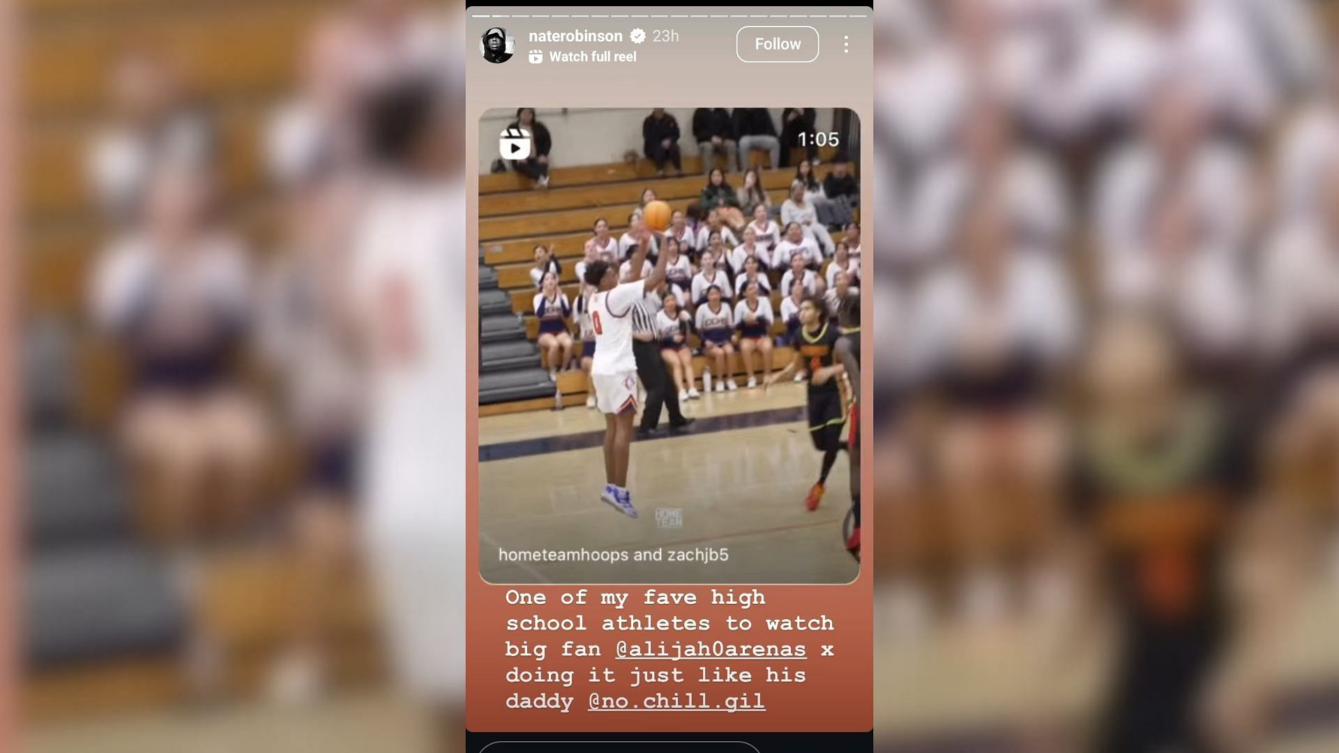 Nate Robinson showers praise on Gilbert Arenas&#039; son Alijah Arenas following his latest high school performance. (Image via Instagram @naterobinson)