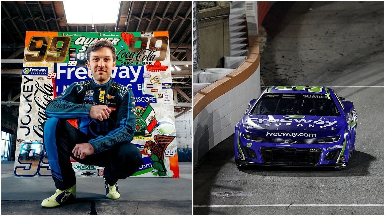 Daniel Suarez shares an encouraging message for fans and sponsors ahead of the 2025 season (Images from @daniel_suarezg on Instagram and Getty Images)