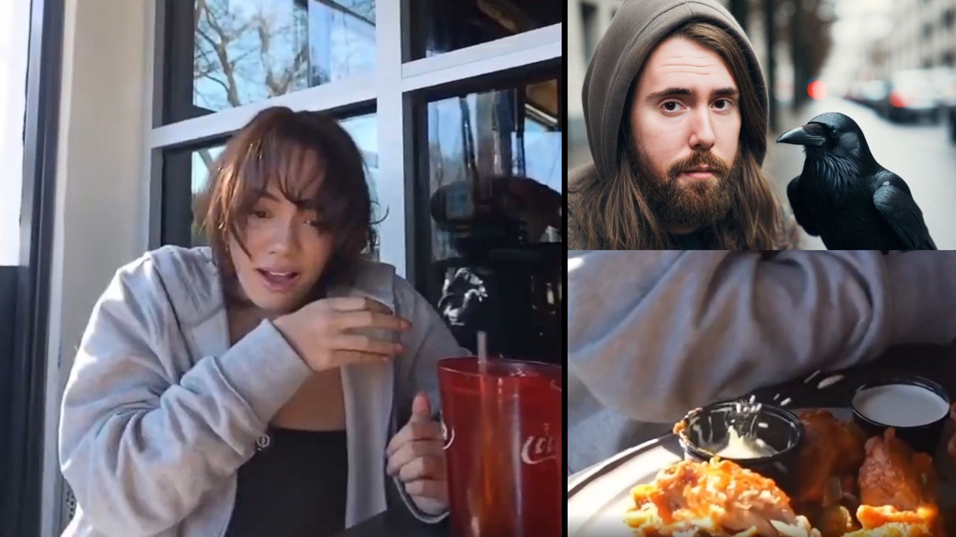 Asmongold jokes about "DEI crow" after a bird defecates in Cinna's food during Twitch stream