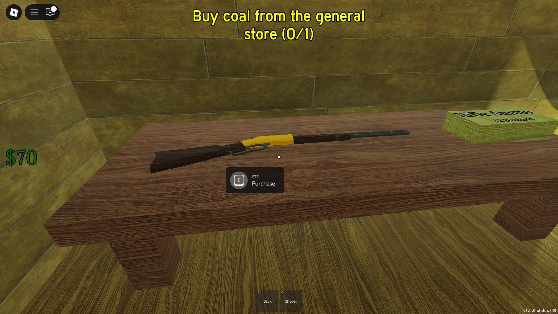 Get the Rifle from the Gunsmith shop (Image via Roblox)