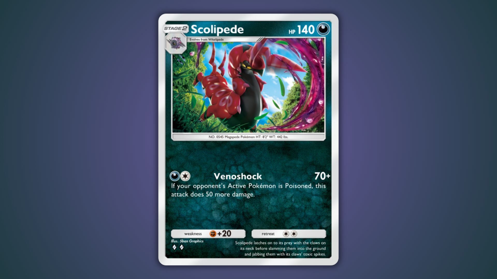 Scolipede&#039;s card as seen in the game (Image via The Pokemon Company)