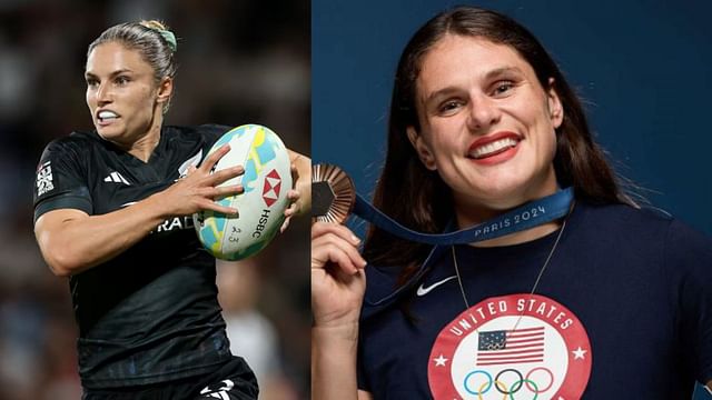 Ilona Maher congratulates Michaela Blyde for her record-breaking achievement at the SVNS [Image Source : Getty]