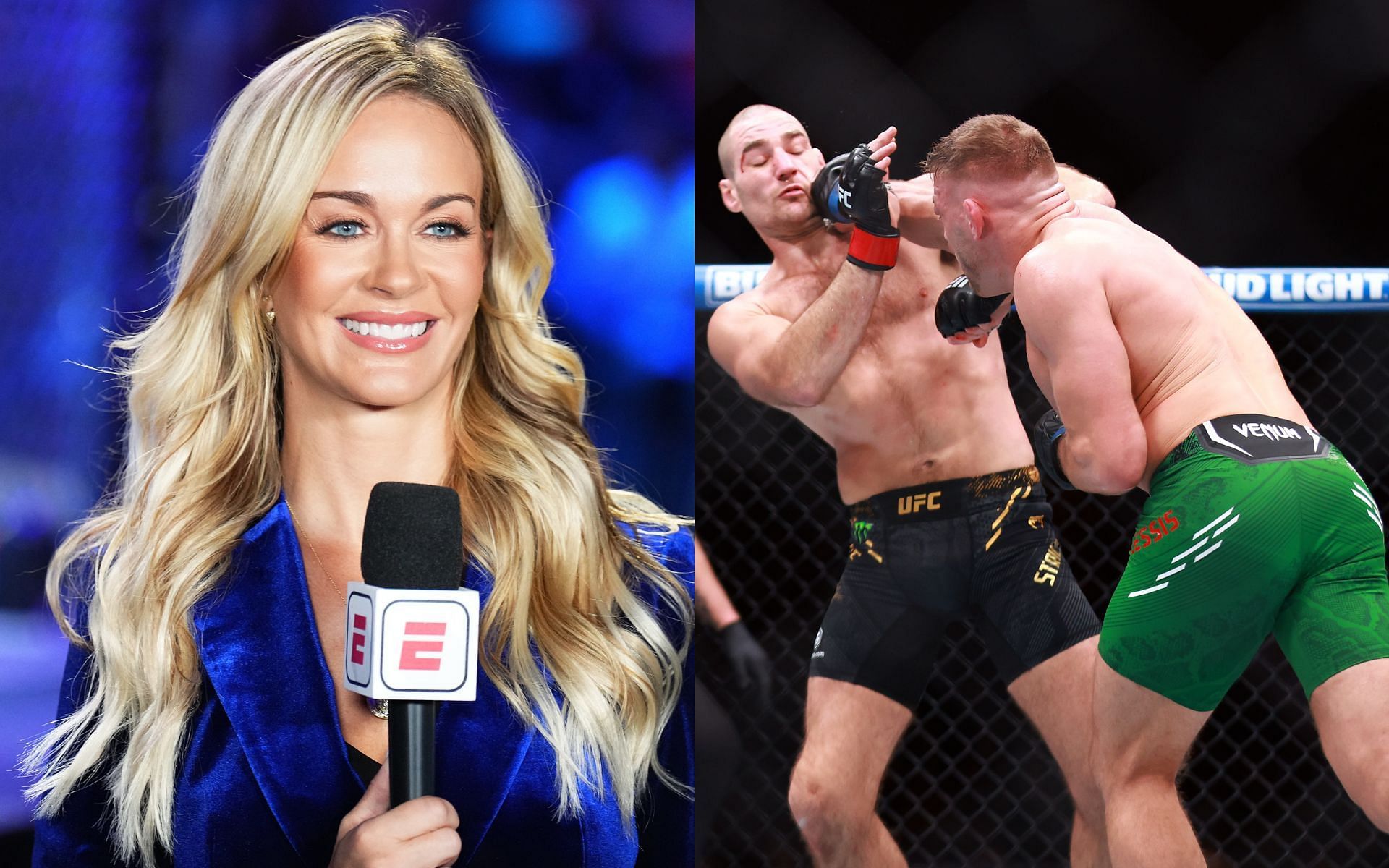 Laura Sanko (left) put forth a detailed post-fight breakdown of the Sean Strickland vs. Dricus du Plessis UFC 297 clash (right) [Images courtesy: Getty Images]