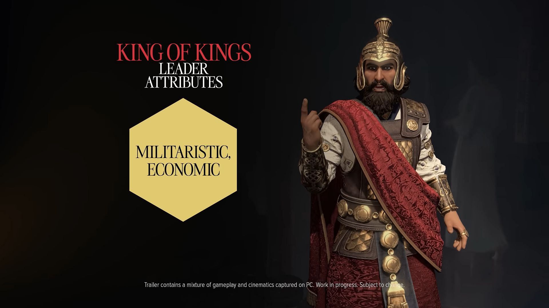 His Attributes are Militaristic and Economic (Image via 2K|| YouTube/Sid Meier&#039;s Civilization)