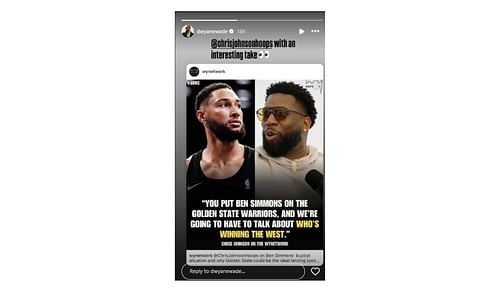 D Wade reacts to Chris Johnson's comment on Instagram (Image via Instagram/@dwyanewade)