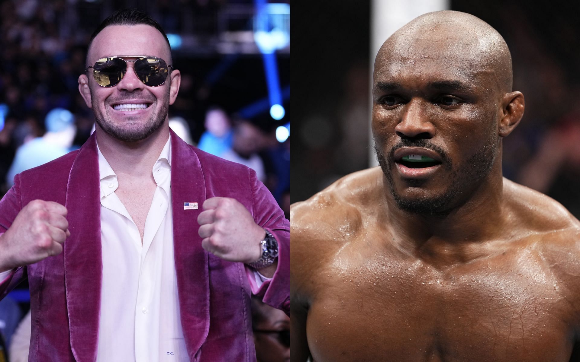 Kamaru Usman (right) talks running into Colby Covington (left). [Image courtesy: Getty Images]