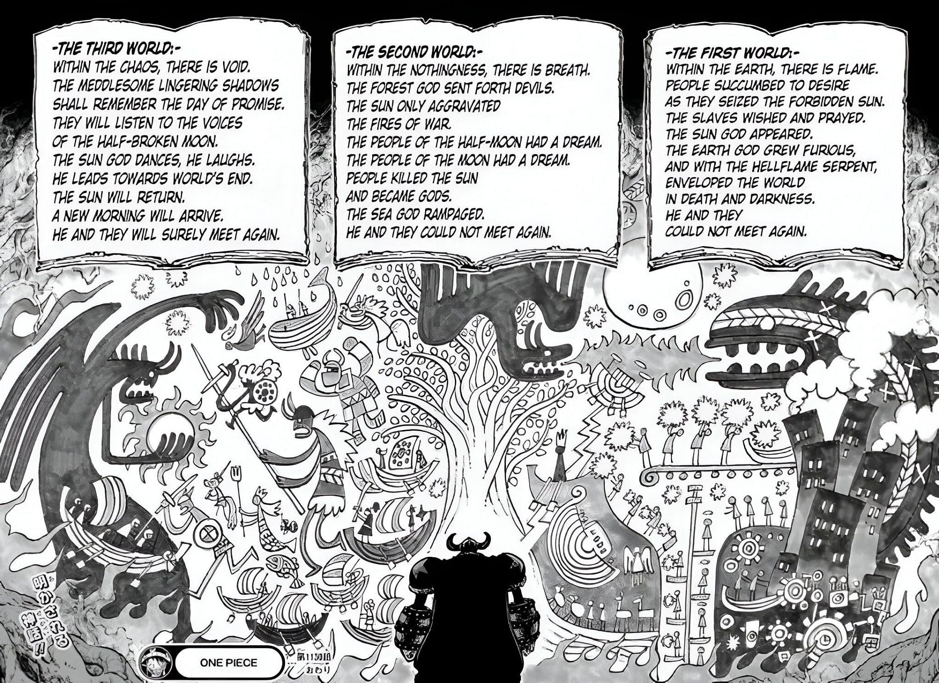 The mural and Harley Text as seen in the manga (Image via Eiichiro Oda/Shueisha)