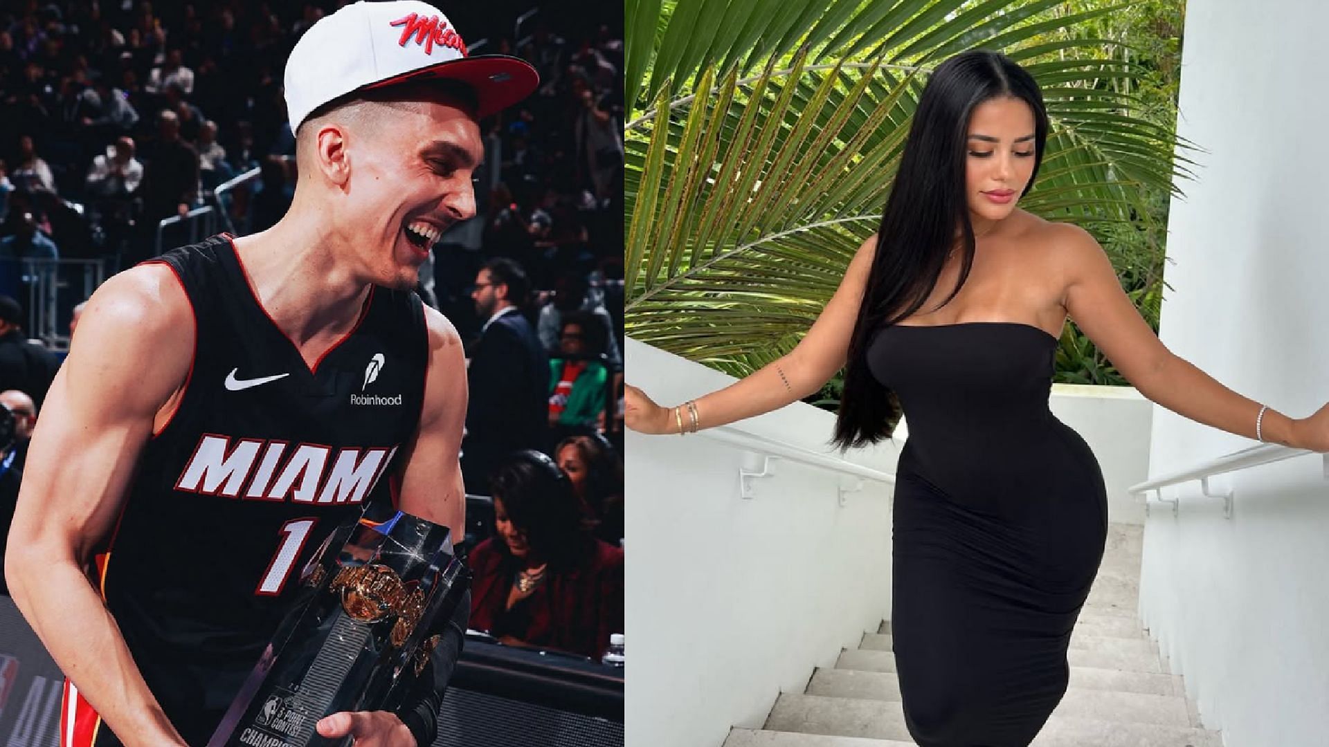 An image of Tyler Herro and Katya Henry side by side